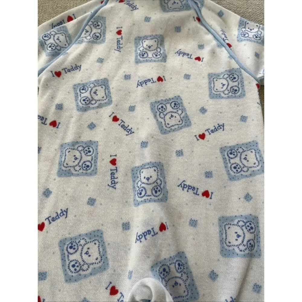 Vintage 70s Lot of 2 Red Corduroy Bib Overalls 6 mths Babygro Baby Sleeper Pjs
